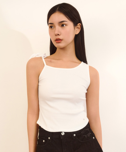 NAKED SURF CLUB(ネイキッドサーフクラブ)の「リボンワンショルダースリーブレス(ホワイト)(Tシャツ/カットソー・レディース・その他・FREE)」の1枚目の写真