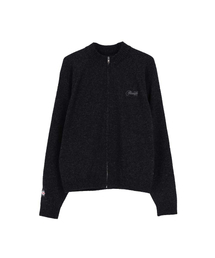 TWEED KNIT FULL ZIP BLACK