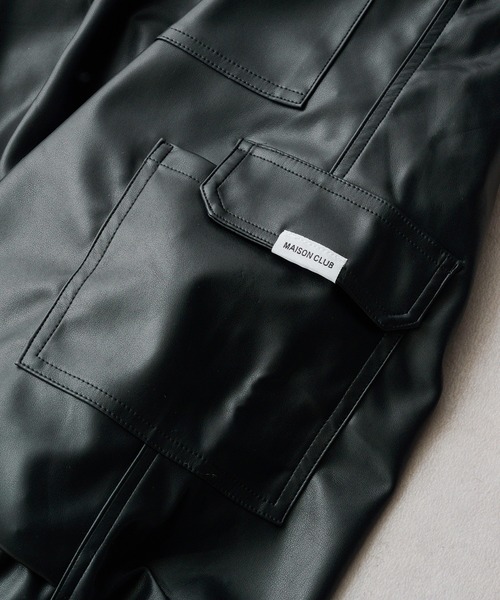 MILITARY(ミリタリー)の「【SETUP7】PU Cargo Trousers / PUレザーカーゴパンツ ワイドシルエット(カーゴパンツ・メンズ・ブラック/グレー/ブラウン・M/L)」の9枚目の写真