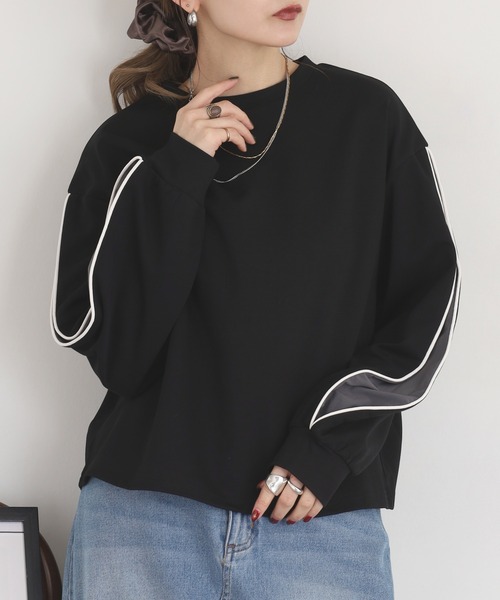 A.N.L（エーエヌエル　レーベル）の「A.N.L 袖スリット配色カットソー（Tシャツ/カットソー・レディース・ブルー/ブラック/カーキ・38）」の15枚目の写真