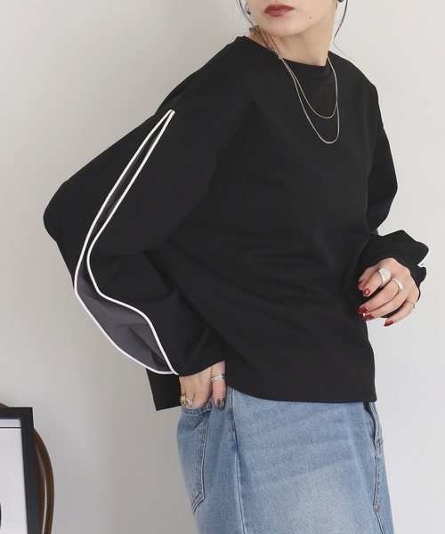 A.N.L（エーエヌエル　レーベル）の「A.N.L 袖スリット配色カットソー（Tシャツ/カットソー・レディース・ブルー/ブラック/カーキ・38）」の17枚目の写真