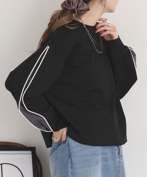 A.N.L（エーエヌエル　レーベル）の「A.N.L 袖スリット配色カットソー（Tシャツ/カットソー・レディース・ブルー/ブラック/カーキ・38）」の18枚目の写真