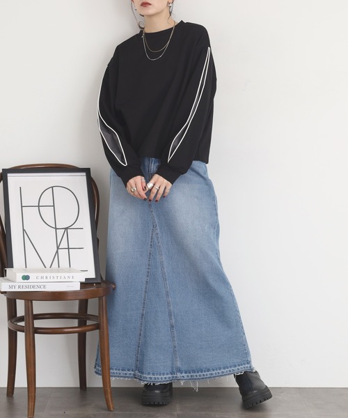 A.N.L（エーエヌエル　レーベル）の「A.N.L 袖スリット配色カットソー（Tシャツ/カットソー・レディース・ブルー/ブラック/カーキ・38）」の19枚目の写真