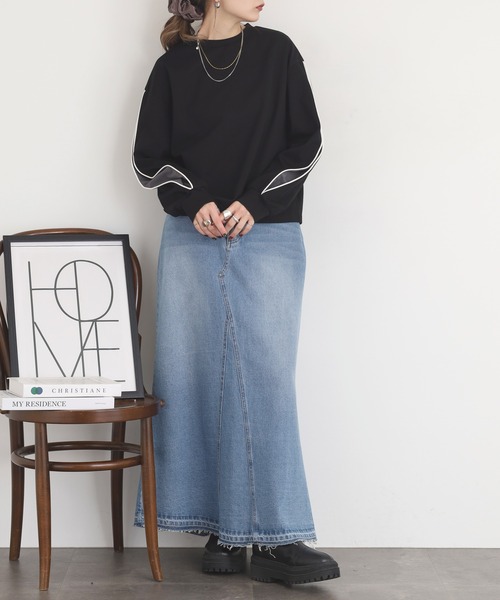 A.N.L（エーエヌエル　レーベル）の「A.N.L 袖スリット配色カットソー（Tシャツ/カットソー・レディース・ブルー/ブラック/カーキ・38）」の20枚目の写真