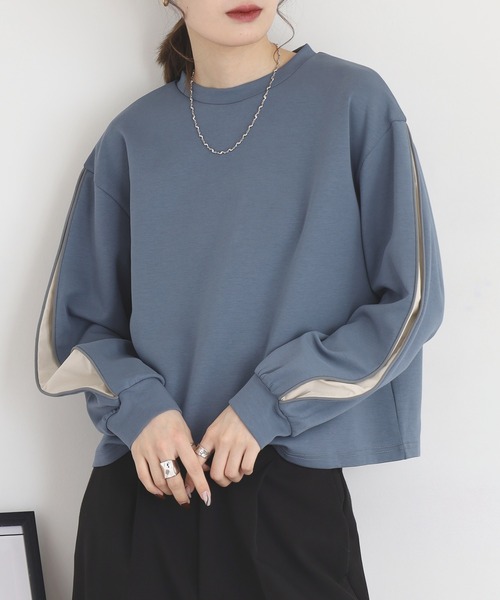A.N.L（エーエヌエル　レーベル）の「A.N.L 袖スリット配色カットソー（Tシャツ/カットソー・レディース・ブルー/ブラック/カーキ・38）」の22枚目の写真
