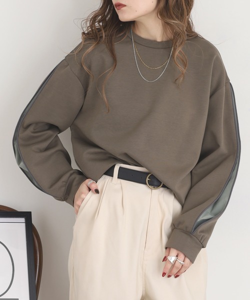 A.N.L（エーエヌエル　レーベル）の「A.N.L 袖スリット配色カットソー（Tシャツ/カットソー・レディース・ブルー/ブラック/カーキ・38）」の5枚目の写真