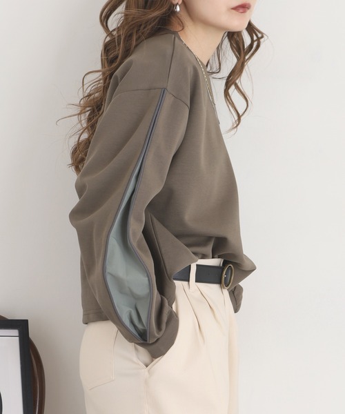 A.N.L（エーエヌエル　レーベル）の「A.N.L 袖スリット配色カットソー（Tシャツ/カットソー・レディース・ブルー/ブラック/カーキ・38）」の6枚目の写真