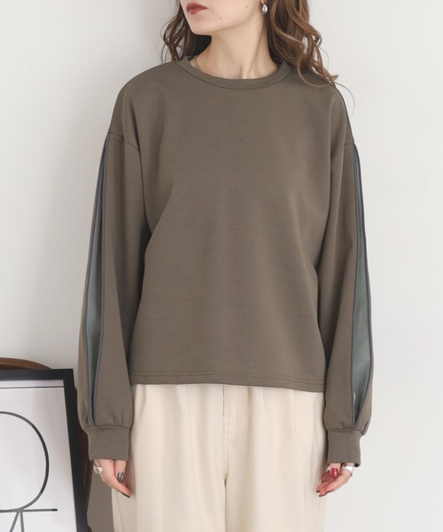 A.N.L（エーエヌエル　レーベル）の「A.N.L 袖スリット配色カットソー（Tシャツ/カットソー・レディース・ブルー/ブラック/カーキ・38）」の9枚目の写真