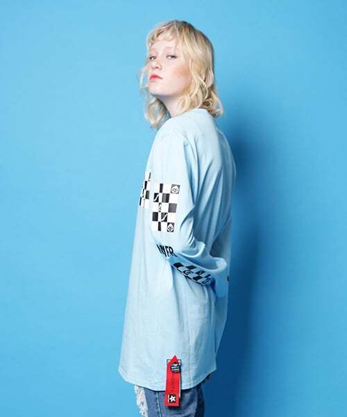 Monkey Flower(モンキーフラワー)の「共用チェッカーボードグラフィックレギュラーフィット長袖Tシャツ/MS1TS06U BLUE(Tシャツ/カットソー・レディース・その他・FREE)」の3枚目の写真