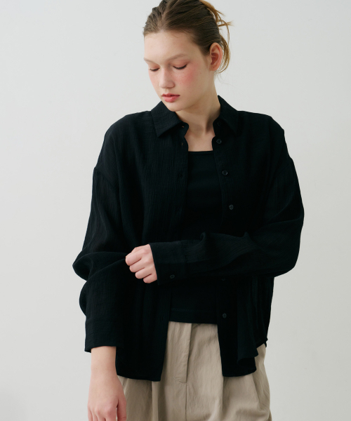 FIELDERS(フィールダーズ)の「SEERSUCKER SHIRTS BLACK(シャツ/ブラウス・レディース・その他・FREE)」の2枚目の写真