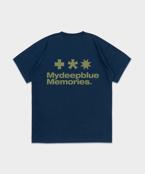 mydeepbluememories(マイディープブルーメモリーズ)の「Mm Symbol Logo T-Shirts (NAVY / KHAKI)(Tシャツ/カットソー・レディース・ネイビー・SMALL/MEDIUM/LARGE)」の1枚目の写真
