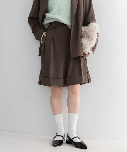 RAGEBLUE（レイジブルー）の「デザインロールアップショートパンツ/セットアップ対応（スラックス・レディース・ブラック系9/ブラウン/ベージュ系2・FREE）」の3枚目の写真