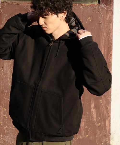 HOUSTON(ヒューストン)の「【HOUSTON/ヒューストン】DUCK ZIP WORK HOODIE /ダックジップワークフーディ(ブルゾン・メンズ・オリーブ/ブラウン/ブラック・42/40/38)」の4枚目の写真