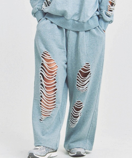 GALLIS ADDICTION（ガリスアディクション）の「GA HARD-DAMAGE PANTS（スウェットパンツ・メンズ・グレー/ブラック/ピンク・M/L）」の2枚目の写真