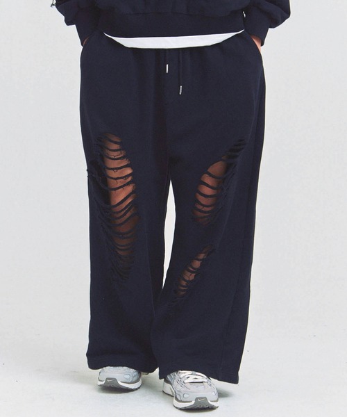 GALLIS ADDICTION（ガリスアディクション）の「GA HARD-DAMAGE PANTS（スウェットパンツ・メンズ・グレー/ブラック/ピンク・M/L）」の4枚目の写真