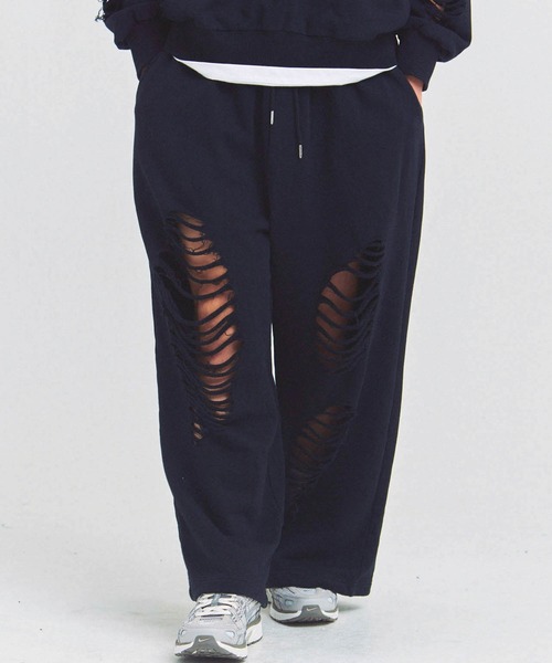 GALLIS ADDICTION（ガリスアディクション）の「GA HARD-DAMAGE PANTS（スウェットパンツ・メンズ・グレー/ブラック/ピンク・M/L）」の5枚目の写真