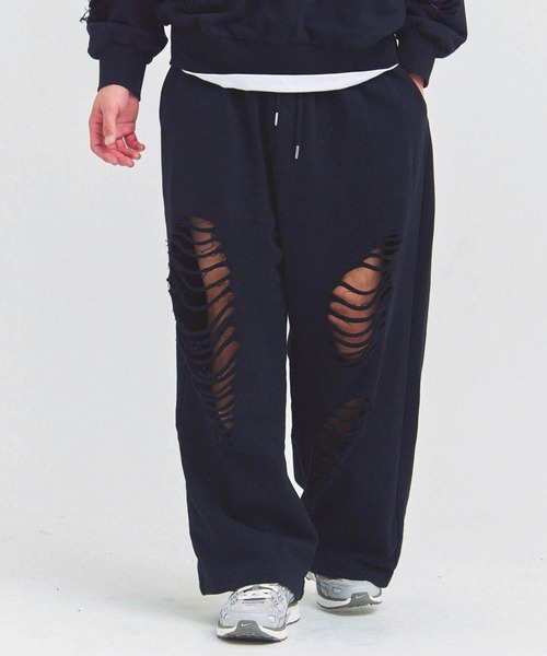 GALLIS ADDICTION（ガリスアディクション）の「GA HARD-DAMAGE PANTS（スウェットパンツ・メンズ・グレー/ブラック/ピンク・M/L）」の6枚目の写真