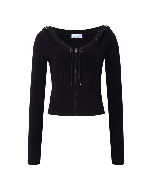 PLEASENOFOLLOW（プリーズノーフォロー）の「Glen Deep U-neck Hoodie (Black)（パーカー・レディース・その他・FREE）」の3枚目の写真