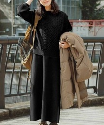【2点セット】リブ　イン　コンフォート　美しいシルエットで品のよい　洗えるニットワンピースセット