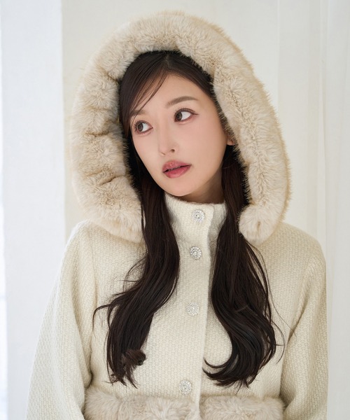 最終お値下げ◎サガミンク 裾しっぽコード付 ファージャケット セール】【Seemi.】裾フェイクファージャケット（その他アウター