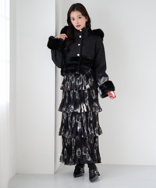 Seemi. byNICECLAUP（ シーミーバイナイスクラップ）の「【Seemi.】裾フェイクファージャケット（その他アウター・レディース・ブラック/アイボリー・FREE）」の8枚目の写真