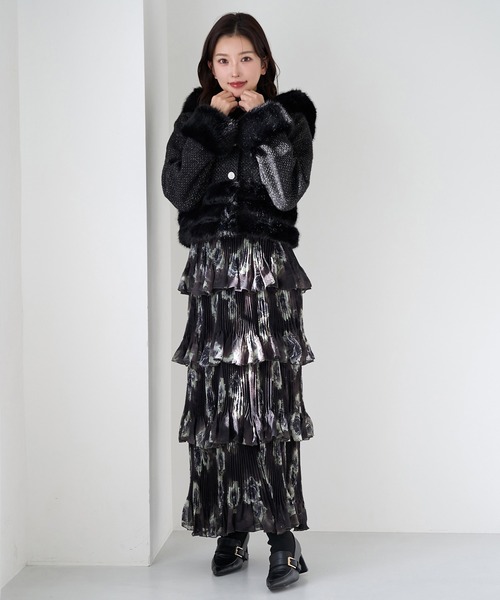 Seemi. byNICECLAUP（ シーミーバイナイスクラップ）の「【Seemi.】裾フェイクファージャケット（その他アウター・レディース・ブラック/アイボリー・FREE）」の9枚目の写真