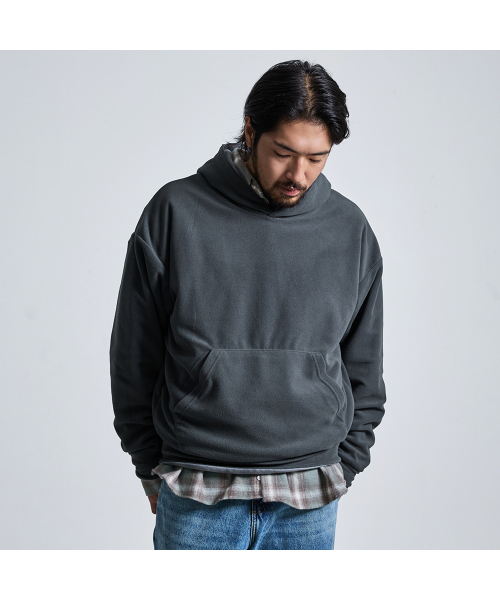 LAB12(ラボ12)の「リバーシブルヴィンテージフリースフードパーカー(グレー+チャコール)(パーカー・メンズ・その他・MEDIUM)」の3枚目の写真