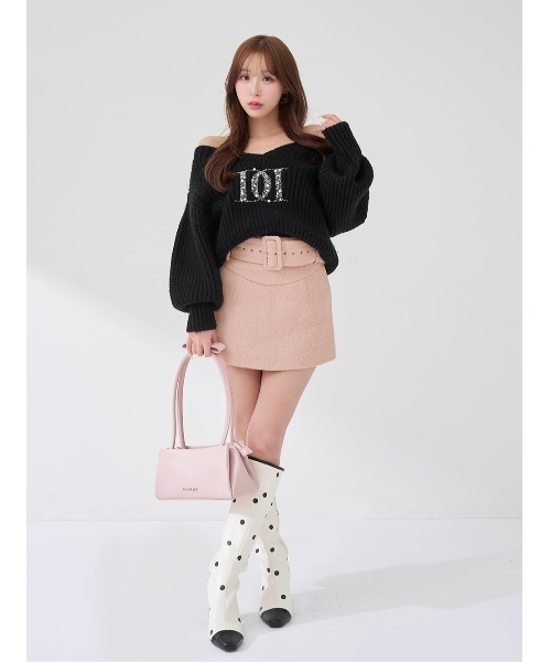 シェイプラインベルトツイードミニスカート（スカート）｜Darich