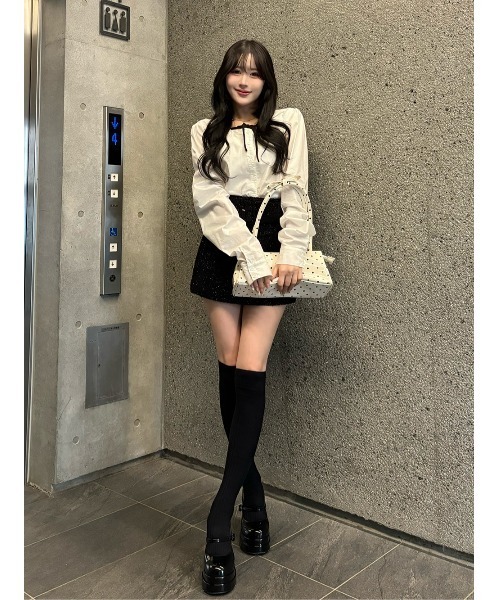 シェイプラインベルトツイードミニスカート（スカート）｜Darich