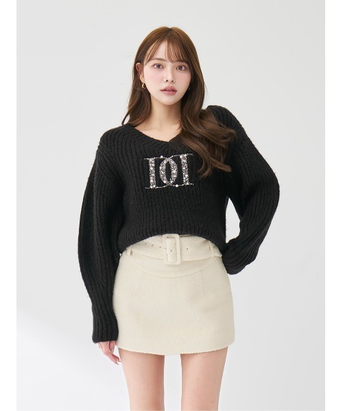 シェイプラインベルトツイードミニスカート（スカート）｜Darich