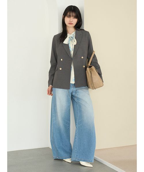 LILY BROWN（リリーブラウン）の「【WEB限定00サイズ】ダブルニーカーブワイドデニムパンツ（デニムパンツ・レディース・その他/ブルー/ピンク・0/1）」の8枚目の写真