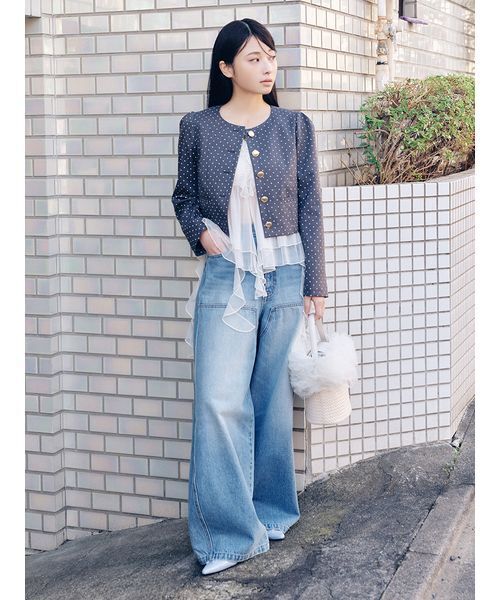 LILY BROWN（リリーブラウン）の「【WEB限定00サイズ】ダブルニーカーブワイドデニムパンツ（デニムパンツ・レディース・その他/ブルー/ピンク・0/1）」の11枚目の写真