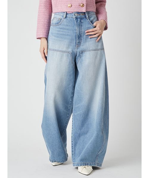 LILY BROWN（リリーブラウン）の「【WEB限定00サイズ】ダブルニーカーブワイドデニムパンツ（デニムパンツ・レディース・その他/ブルー/ピンク・0/1）」の14枚目の写真