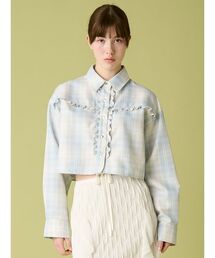 FURFUR | チェック柄クロップドフリルシャツ(シャツ/ブラウス)