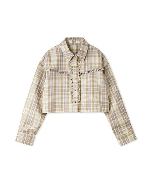 FURFUR（ファーファー）の「チェック柄クロップドフリルシャツ（シャツ/ブラウス・レディース・ブラック/ライトブルー/ベージュ・F）」の19枚目の写真