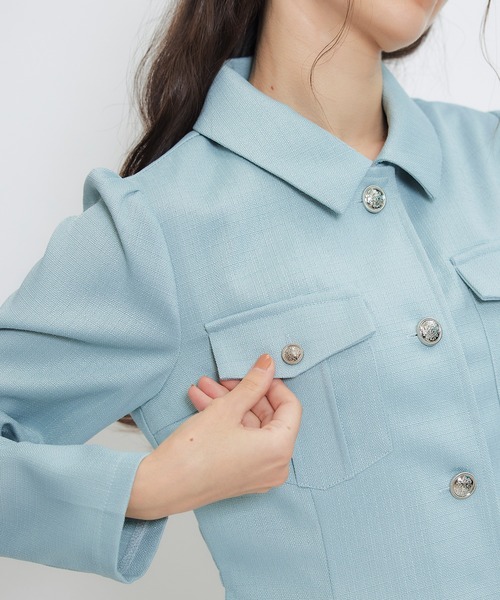 REDYAZEL（レディアゼル）の「スプリングツイードシャツミニフレアワンピース（ワンピース・レディース・イエロー/ミント/ネイビー/ピンク/オフホワイト・SMALL/MEDIUM）」の14枚目の写真