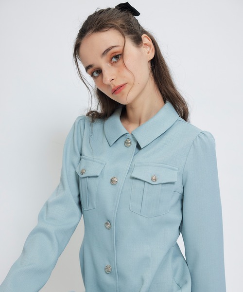 REDYAZEL（レディアゼル）の「スプリングツイードシャツミニフレアワンピース（ワンピース・レディース・イエロー/ミント/ネイビー/ピンク/オフホワイト・SMALL/MEDIUM）」の8枚目の写真