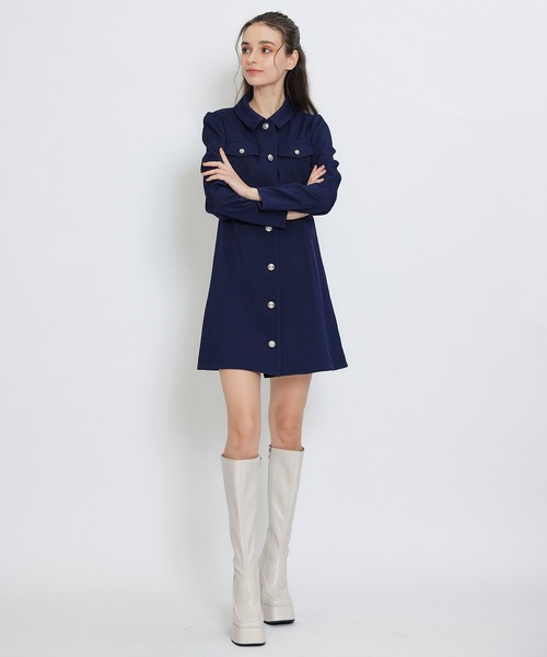 REDYAZEL（レディアゼル）の「スプリングツイードシャツミニフレアワンピース（ワンピース・レディース・イエロー/ミント/ネイビー/ピンク/オフホワイト・SMALL/MEDIUM）」の17枚目の写真