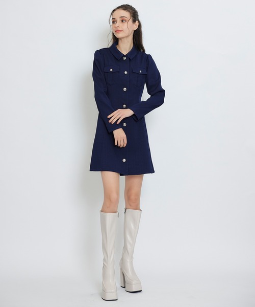 REDYAZEL（レディアゼル）の「スプリングツイードシャツミニフレアワンピース（ワンピース・レディース・イエロー/ミント/ネイビー/ピンク/オフホワイト・SMALL/MEDIUM）」の18枚目の写真