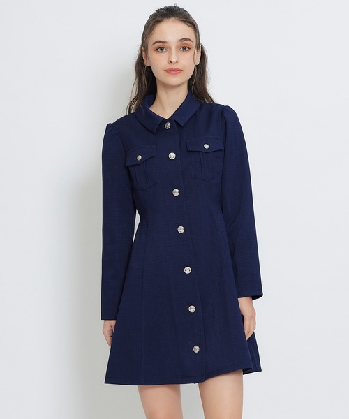 REDYAZEL（レディアゼル）の「スプリングツイードシャツミニフレアワンピース（ワンピース・レディース・イエロー/ミント/ネイビー/ピンク/オフホワイト・SMALL/MEDIUM）」の19枚目の写真