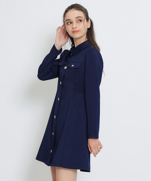 REDYAZEL（レディアゼル）の「スプリングツイードシャツミニフレアワンピース（ワンピース・レディース・イエロー/ミント/ネイビー/ピンク/オフホワイト・SMALL/MEDIUM）」の20枚目の写真