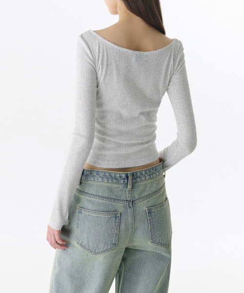 MUSINSA STANDARD WOMAN（ムシンサスタンダードウーマン）の「ウィメンズ ポインテール バレリーナ 長袖Tシャツ [メランジ ライトグレー]（Tシャツ/カットソー・レディース・その他・SMALL/MEDIUM/LARGE/X-SMALL）」の2枚目の写真