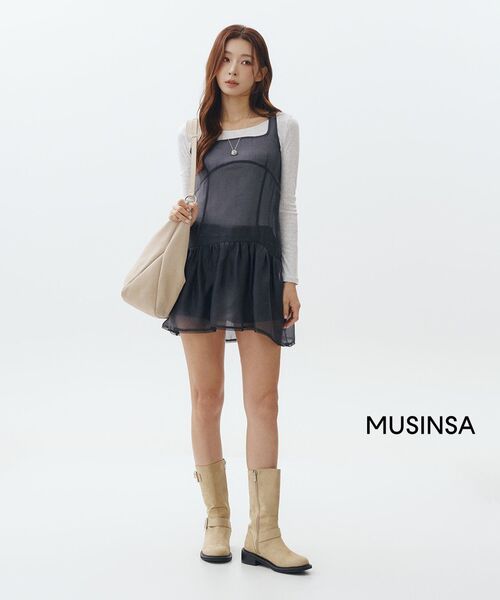 MUSINSA STANDARD WOMAN（ムシンサスタンダードウーマン）の「ウィメンズ ポインテール バレリーナ 長袖Tシャツ [メランジ ライトグレー]（Tシャツ/カットソー・レディース・その他・SMALL/MEDIUM/LARGE/X-SMALL）」の6枚目の写真