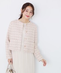 COUP DE CHANCE（クードシャンス）の「【ON/OFF着回し】カラーツイードジャケット（ノーカラージャケット）」