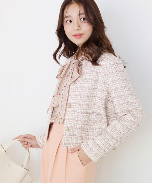 COUP DE CHANCE(クードシャンス)の「【ON/OFF着回し】カラーツイードジャケット(ノーカラージャケット・レディース・ピンク系その他/ブルー系8/ベージュ系その他7・34/36/38/40)」の20枚目の写真