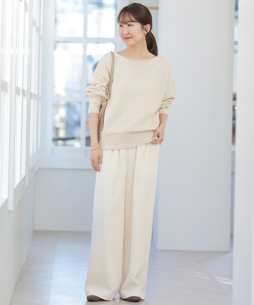 JOURNAL STANDARD relume（ジャーナルスタンダード　レリューム）の「リネンコットン2WAYプルオーバー（ニット/セーター・レディース・グリーン/ネイビー/アイボリー・FREE）」の4枚目の写真