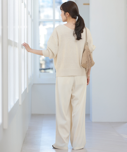 JOURNAL STANDARD relume（ジャーナルスタンダード　レリューム）の「リネンコットン2WAYプルオーバー（ニット/セーター・レディース・グリーン/ネイビー/アイボリー・FREE）」の7枚目の写真