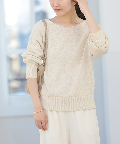 JOURNAL STANDARD relume（ジャーナルスタンダード　レリューム）の「リネンコットン2WAYプルオーバー（ニット/セーター・レディース・グリーン/ネイビー/アイボリー・FREE）」の8枚目の写真