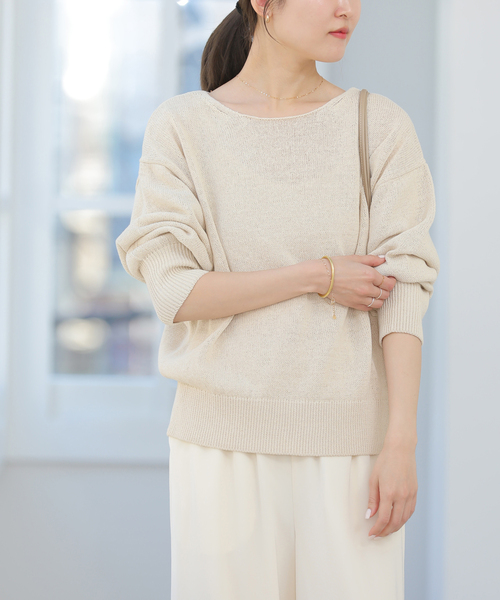 JOURNAL STANDARD relume（ジャーナルスタンダード　レリューム）の「リネンコットン2WAYプルオーバー（ニット/セーター・レディース・グリーン/ネイビー/アイボリー・FREE）」の9枚目の写真