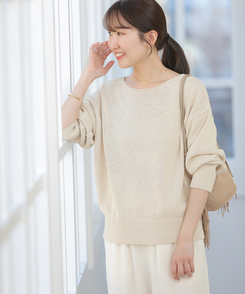 JOURNAL STANDARD relume（ジャーナルスタンダード　レリューム）の「リネンコットン2WAYプルオーバー（ニット/セーター・レディース・グリーン/ネイビー/アイボリー・FREE）」の10枚目の写真